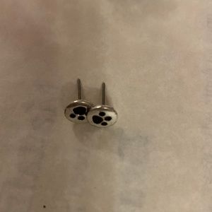Silver Paw Print Earrings